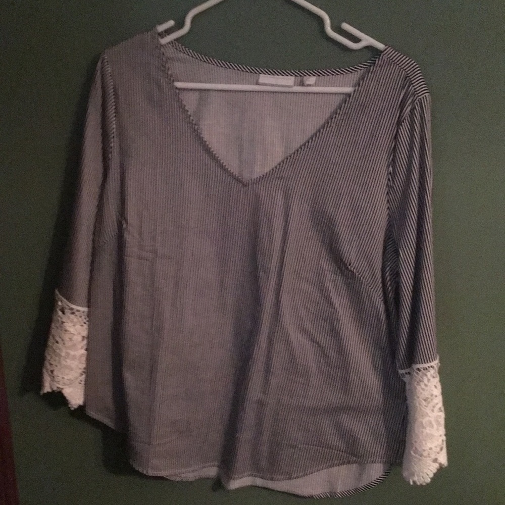 Black and white striped blouse